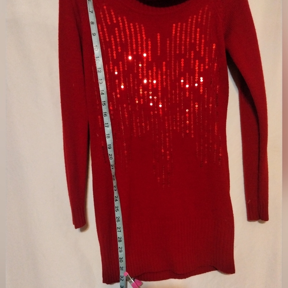 *2/$10*IN studio retro deep red sweater dress with sequins sz M - Picture 5 of 5